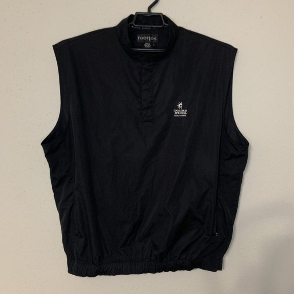 FootJoy‎ Vest Mens L Black Pullover Golf Windbreaker Embroidered Gaylord Springs